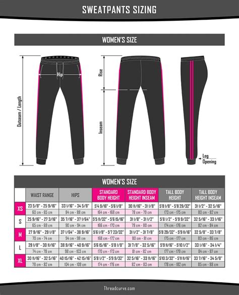 sweatpants size guide